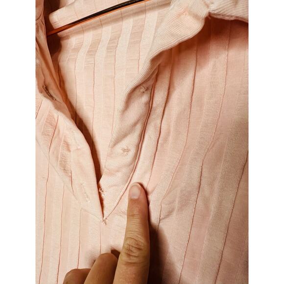 JONATHAN SIMKHAI Pink Val Rib Cropped Polo Long Sleeves Collared Shirt size XS - Picture 8 of 11